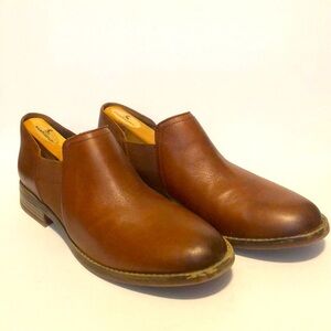 Clarks Women’s Camzin Step Brown Leather Slip on Booties